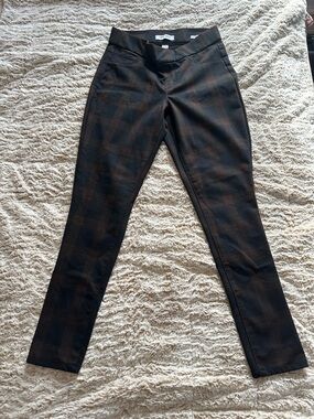Nine West Black and Brown Plaid Pull-On Pants